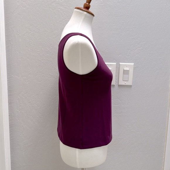 Eileen Fisher Organic Cotton Scoop Neck Tank PS Burgundy Maroon Purple - Picture 5 of 15